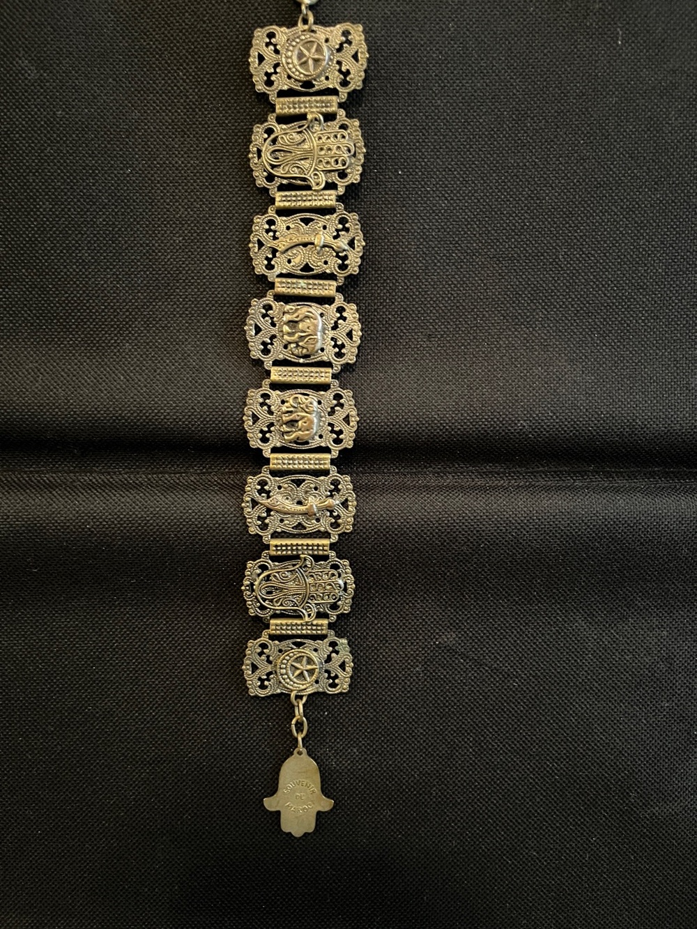 Gold Filigree Link Bracelet with Hamsa Charm